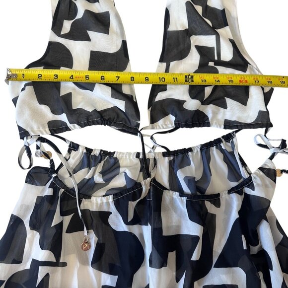 Milly Cabana Mila Modern Geometric Cutout Maxi Dress Black White Size S NWT - Picture 12 of 13